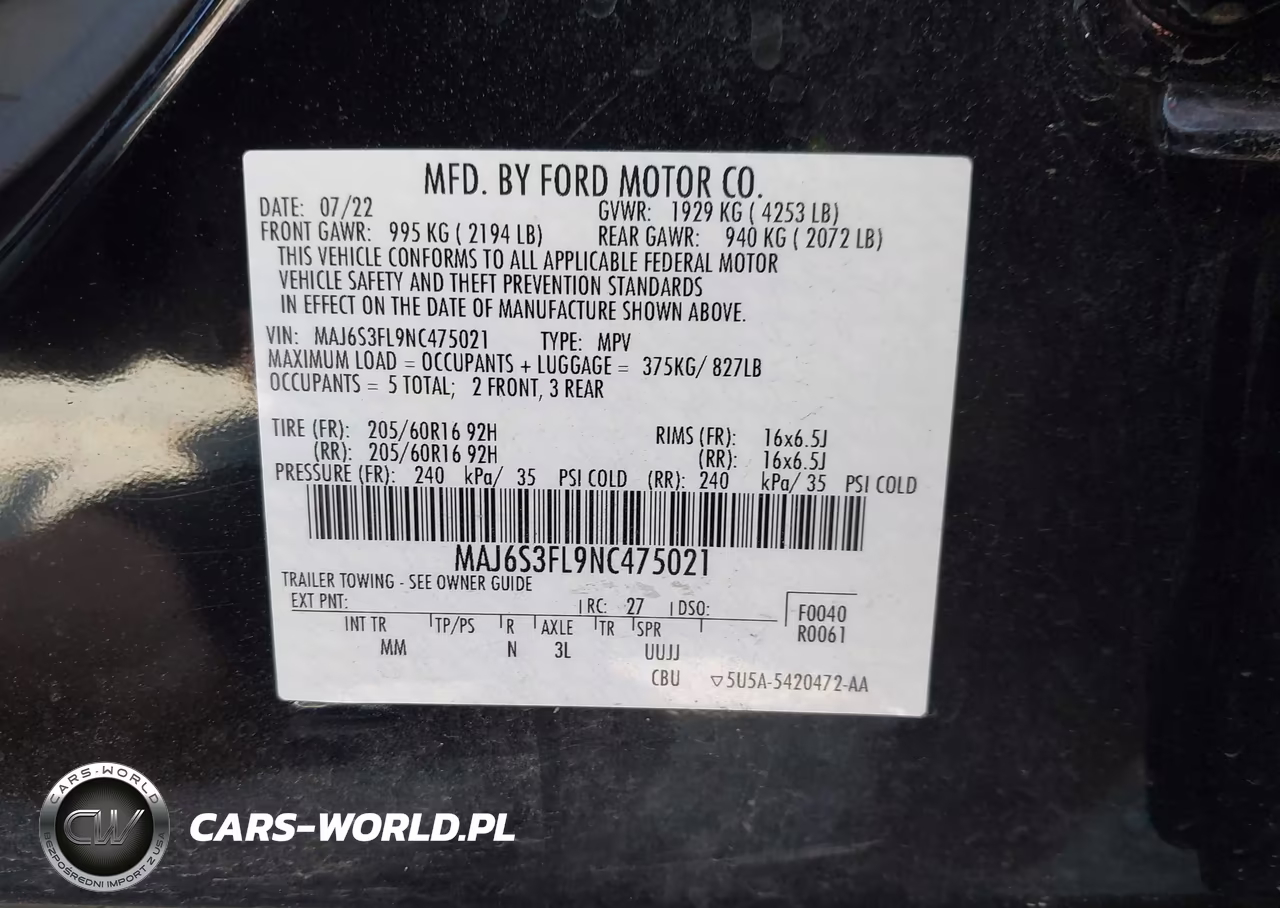 2022 Ford Ecosport S VIN:MAJ6S3FL9NC475021 - 9