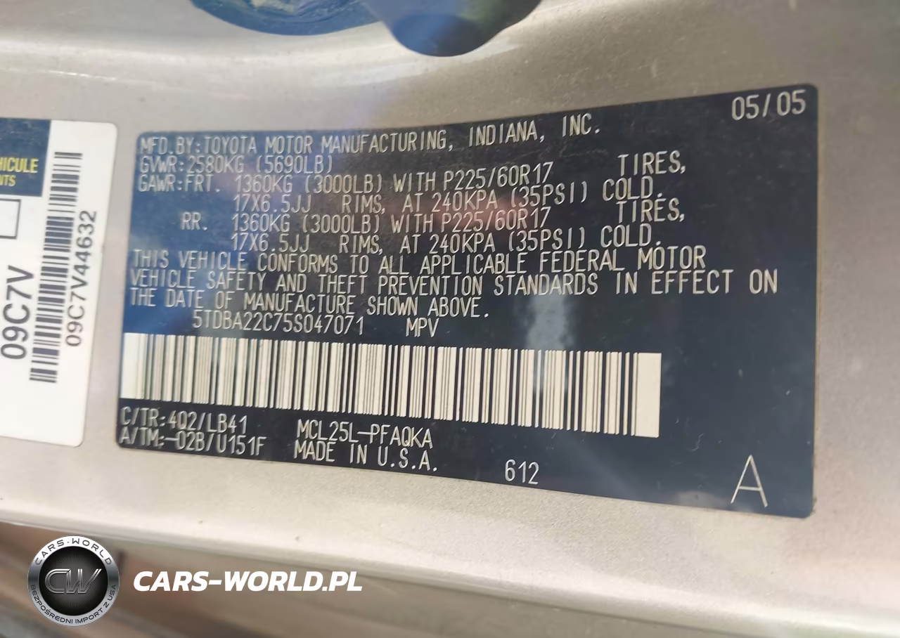 2005 Toyota Sienna Xle Limited VIN:5TDBA22C75S047071 - 9