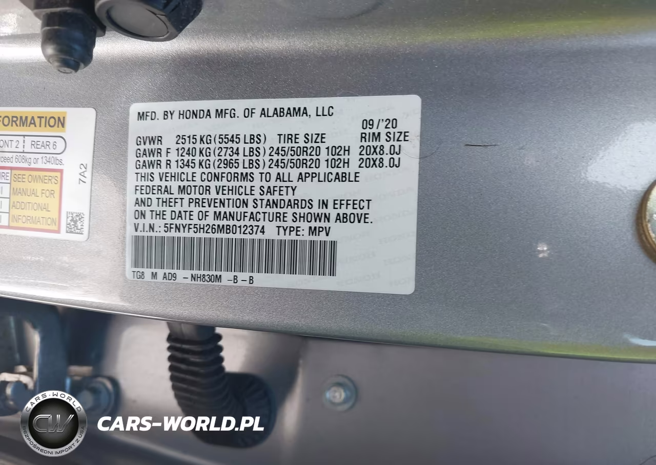2021 Honda Pilot 2Wd Special Edition VIN:5FNYF5H26MB012374 - 9