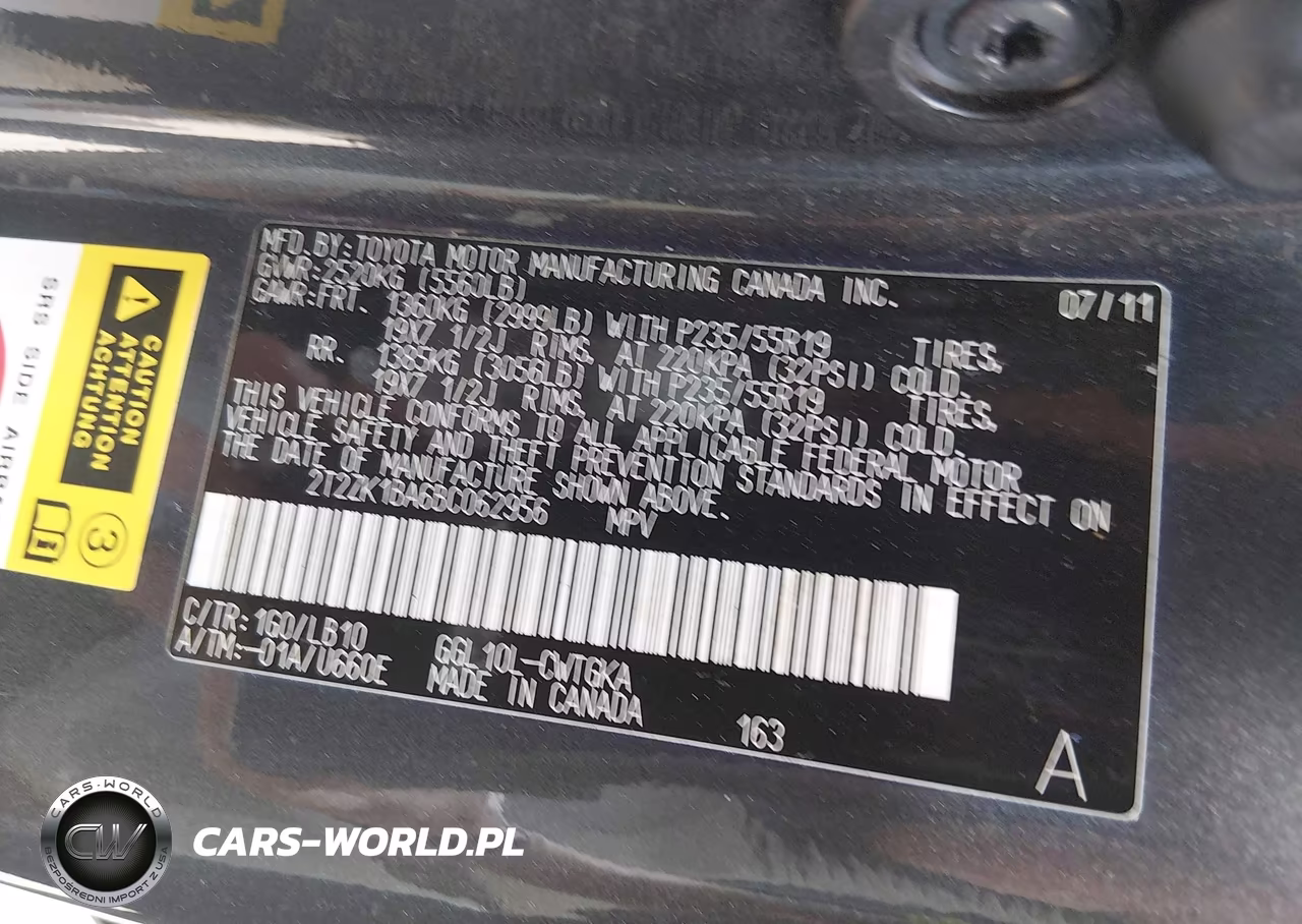 2011 Lexus Rx 350 VIN:2T2ZK1BA6BC062956 - 9