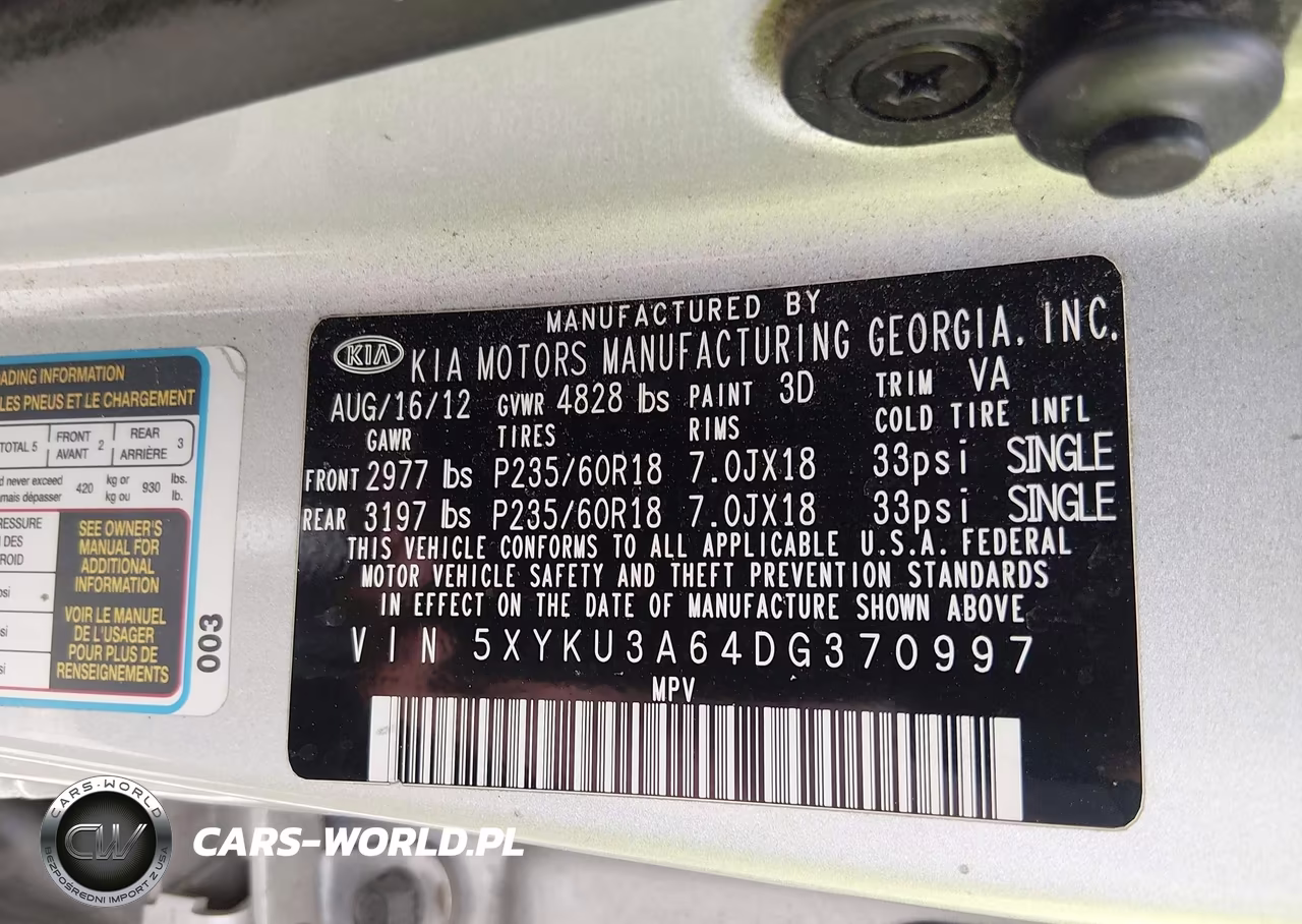 2013 Kia Sorento Ex VIN:5XYKU3A64DG370997 - 9