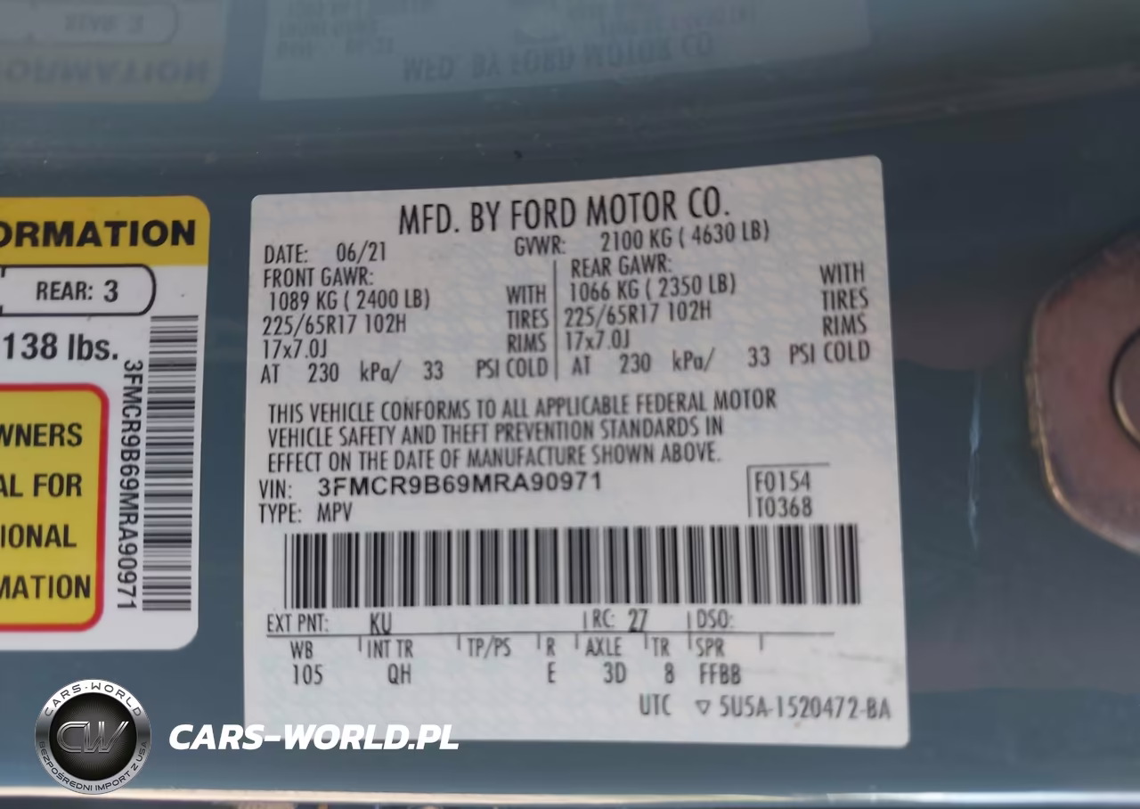 2021 Ford Bronco Sport Big Bend VIN:3FMCR9B69MRA90971 - 9