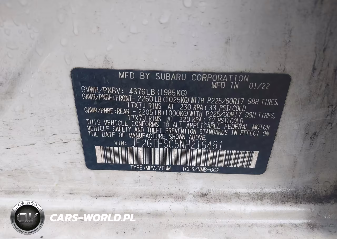 2022 Subaru Crosstrek Sport VIN:JF2GTHSC5NH216481 - 9