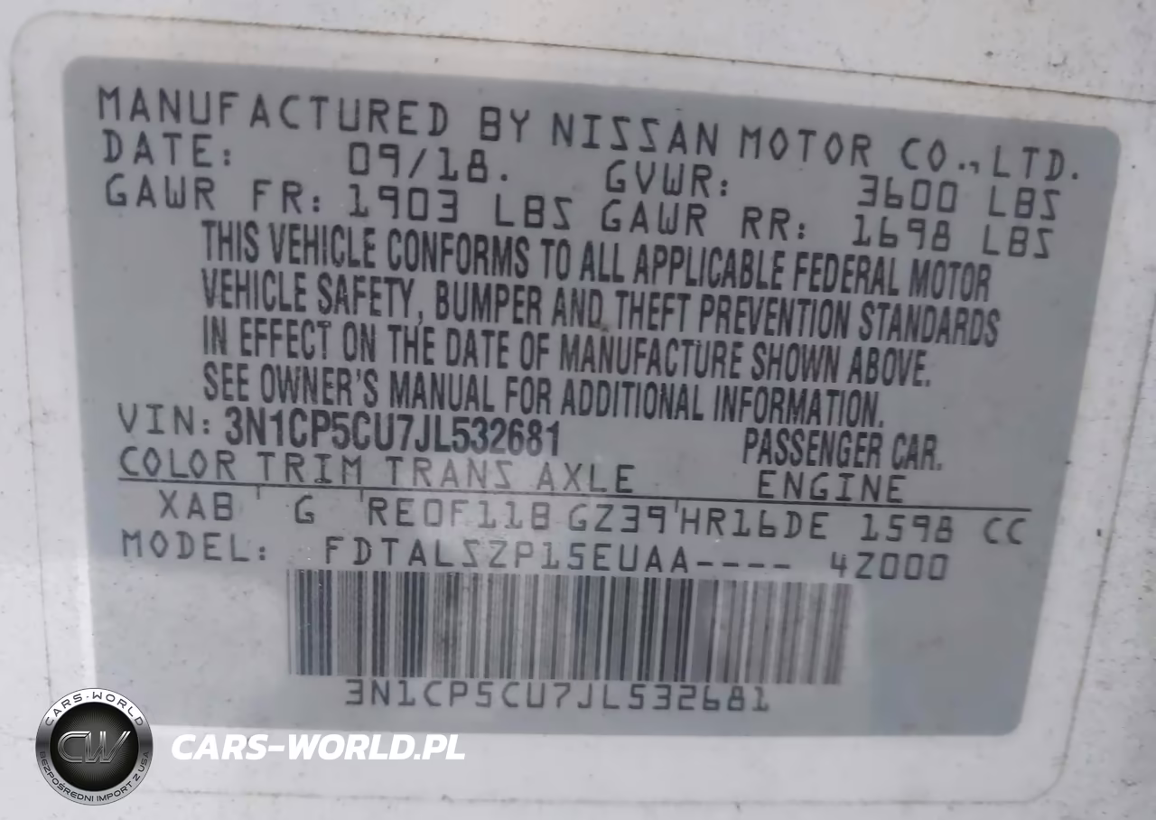 2018 Nissan Kicks Sv VIN:3N1CP5CU7JL532681 - 9
