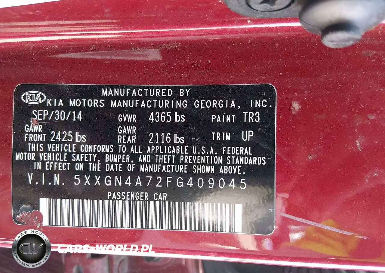 2015 Kia Optima Ex VIN:5XXGN4A72FG409045 - 9