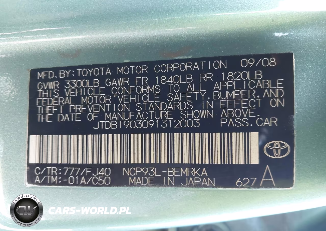 2009 Toyota Yaris VIN:JTDBT903091312003 - 9