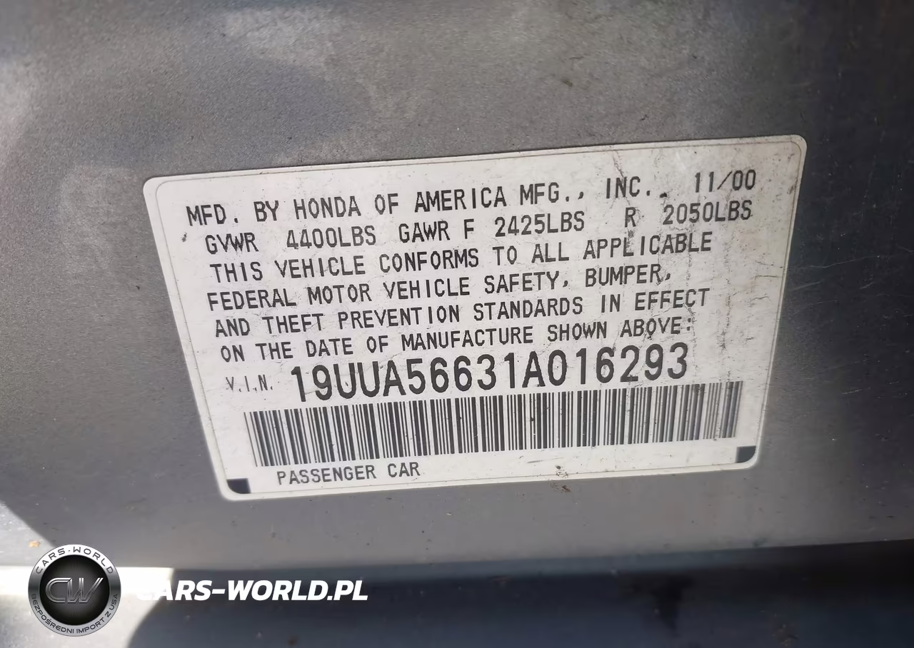 2001 Acura Tl 3.2 VIN:19UUA56631A016293 - 9