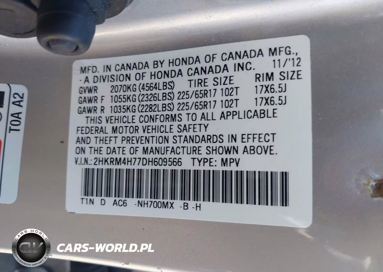 2013 Honda Cr-V Ex-L VIN:2HKRM4H77DH609566 - 9