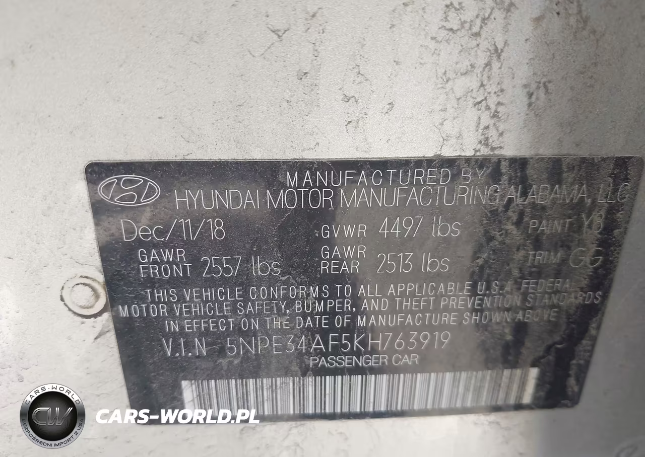 2019 Hyundai Sonata Sel VIN:5NPE34AF5KH763919 - 9