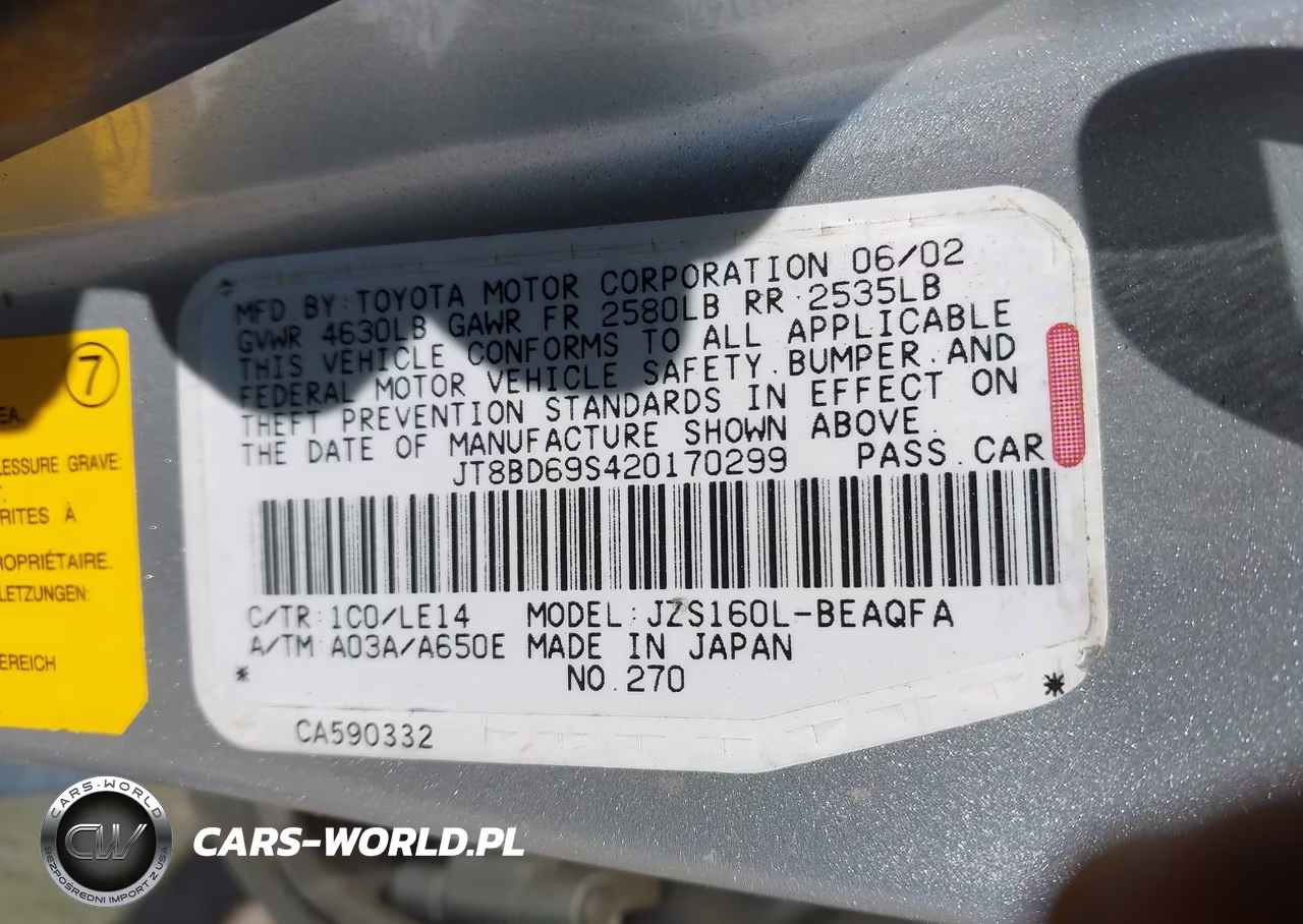 2002 Lexus Gs 300 VIN:JT8BD69S420170299 - 9
