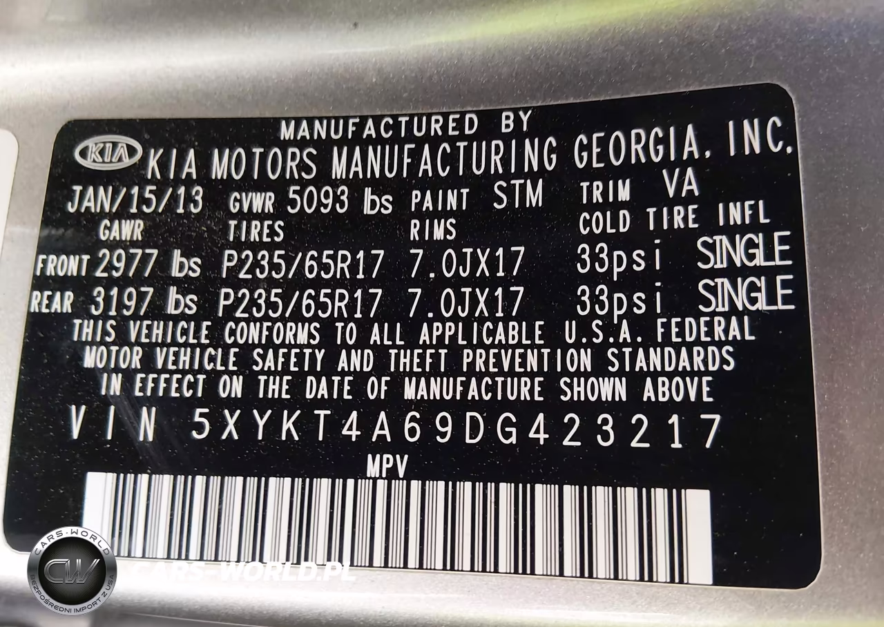 2013 Kia Sorento Lx VIN:5XYKT4A69DG423217 - 9