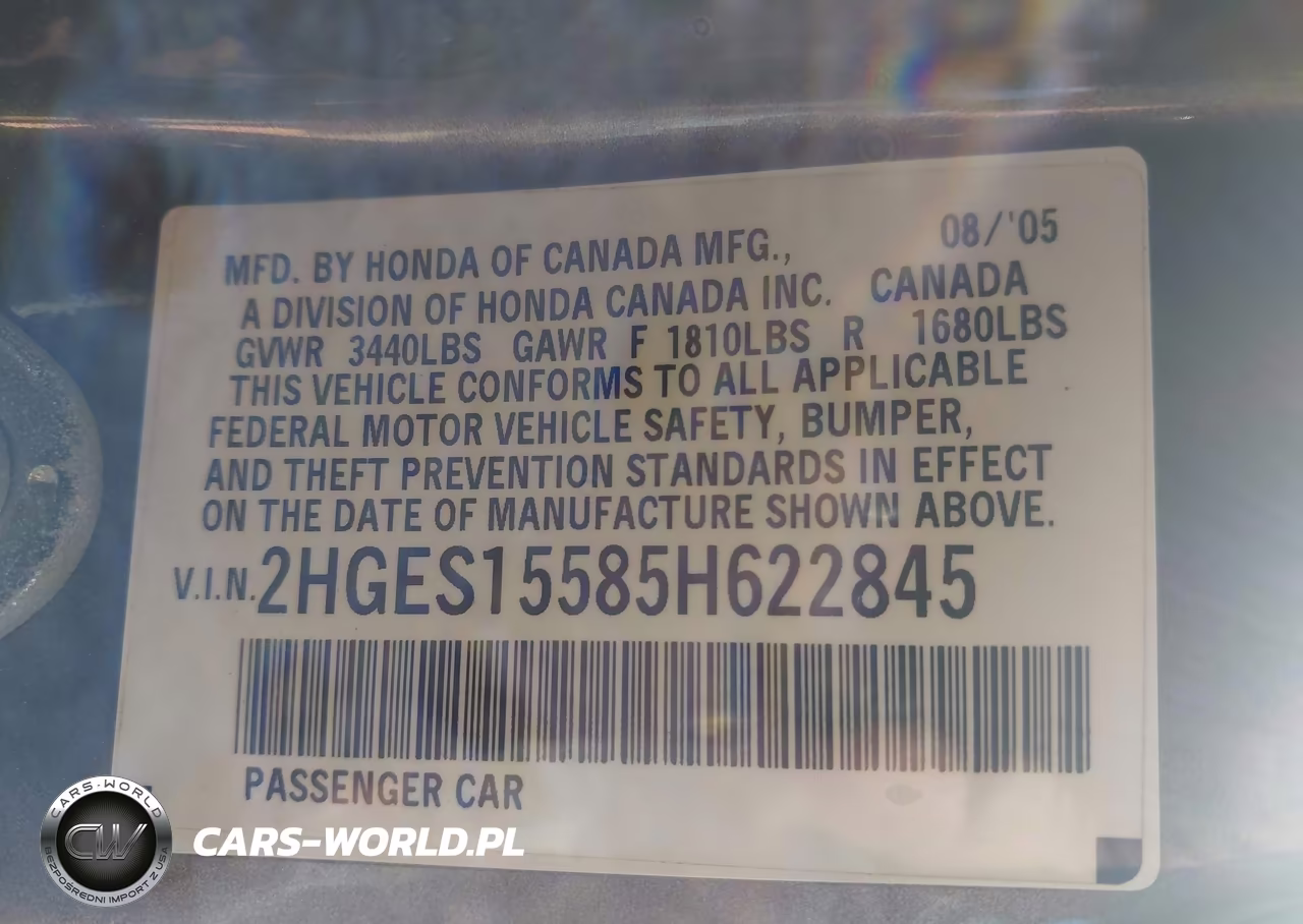 2005 Honda Civic Lx VIN:2HGES15585H622845 - 9