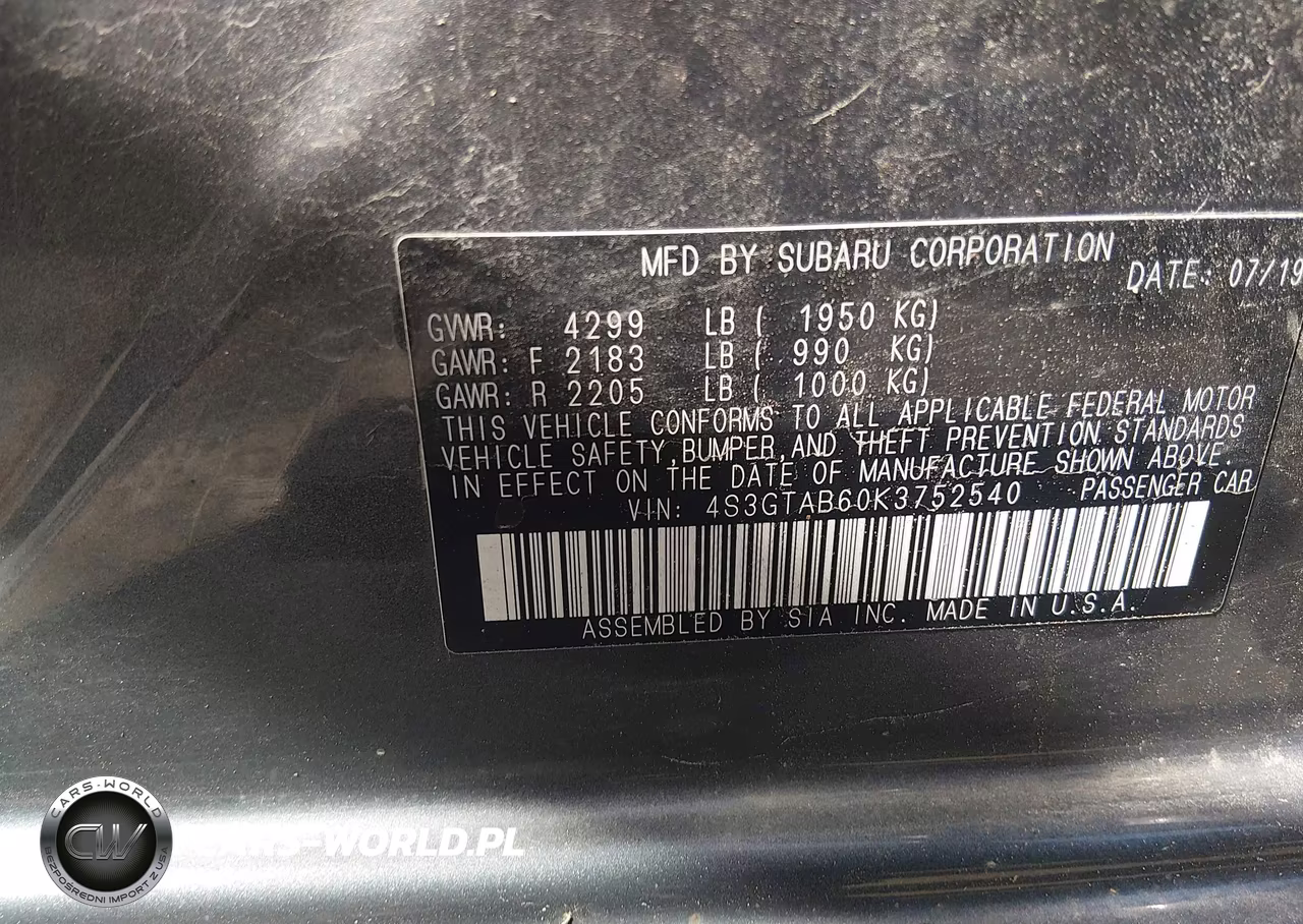 2019 Subaru Impreza 2.0I VIN:4S3GTAB60K3752540 - 9