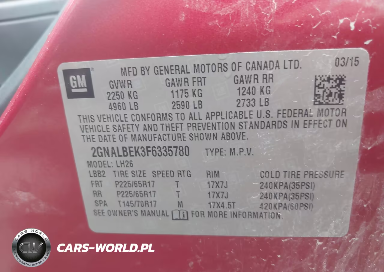2015 Chevrolet Equinox 1Lt VIN:2GNALBEK3F6335780 - 9