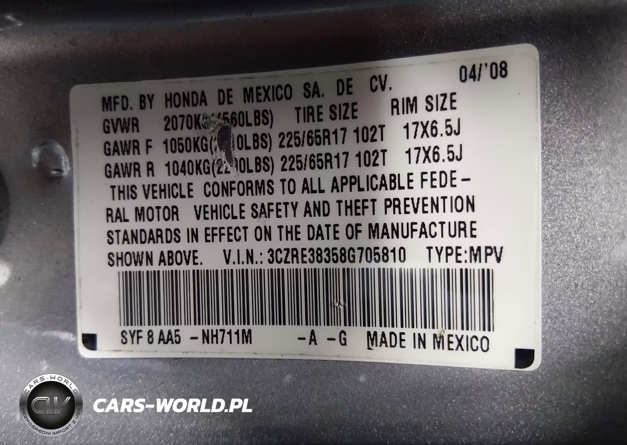 2008 Honda Cr-V Lx VIN:3CZRE38358G705810 - 9