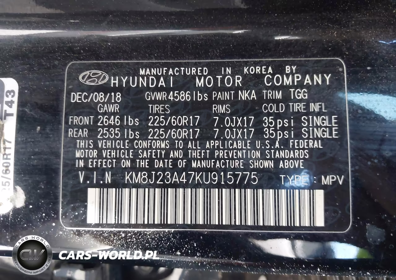 2019 Hyundai Tucson Se VIN:KM8J23A47KU915775 - 9