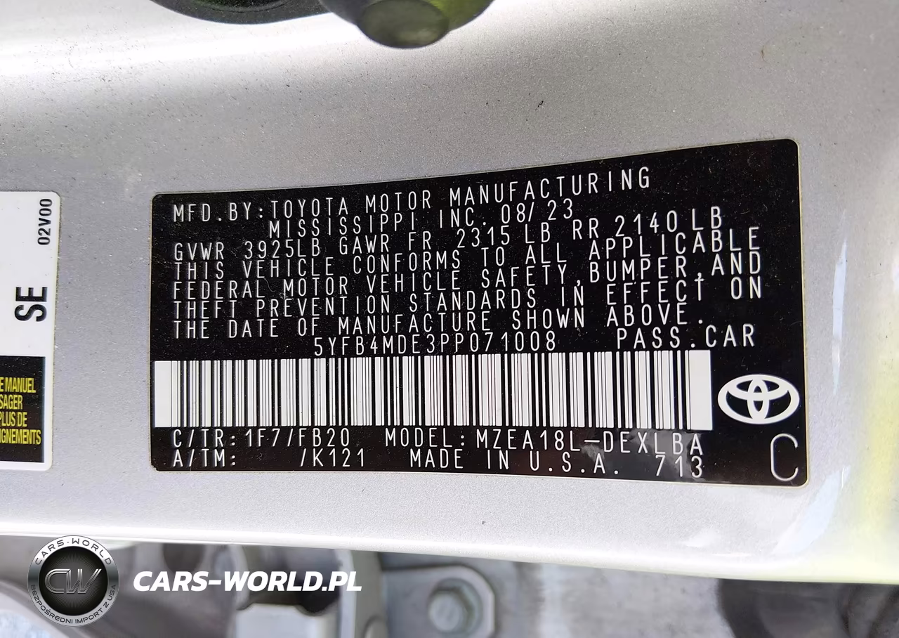 2023 Toyota Corolla Le VIN:5YFB4MDE3PP071008 - 9