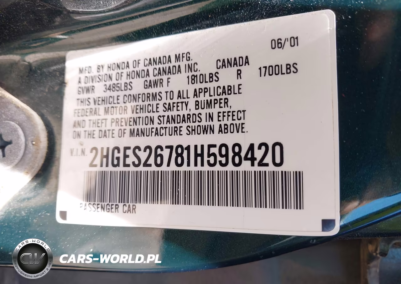 2001 Honda Civic Ex VIN:2HGES26781H598420 - 9