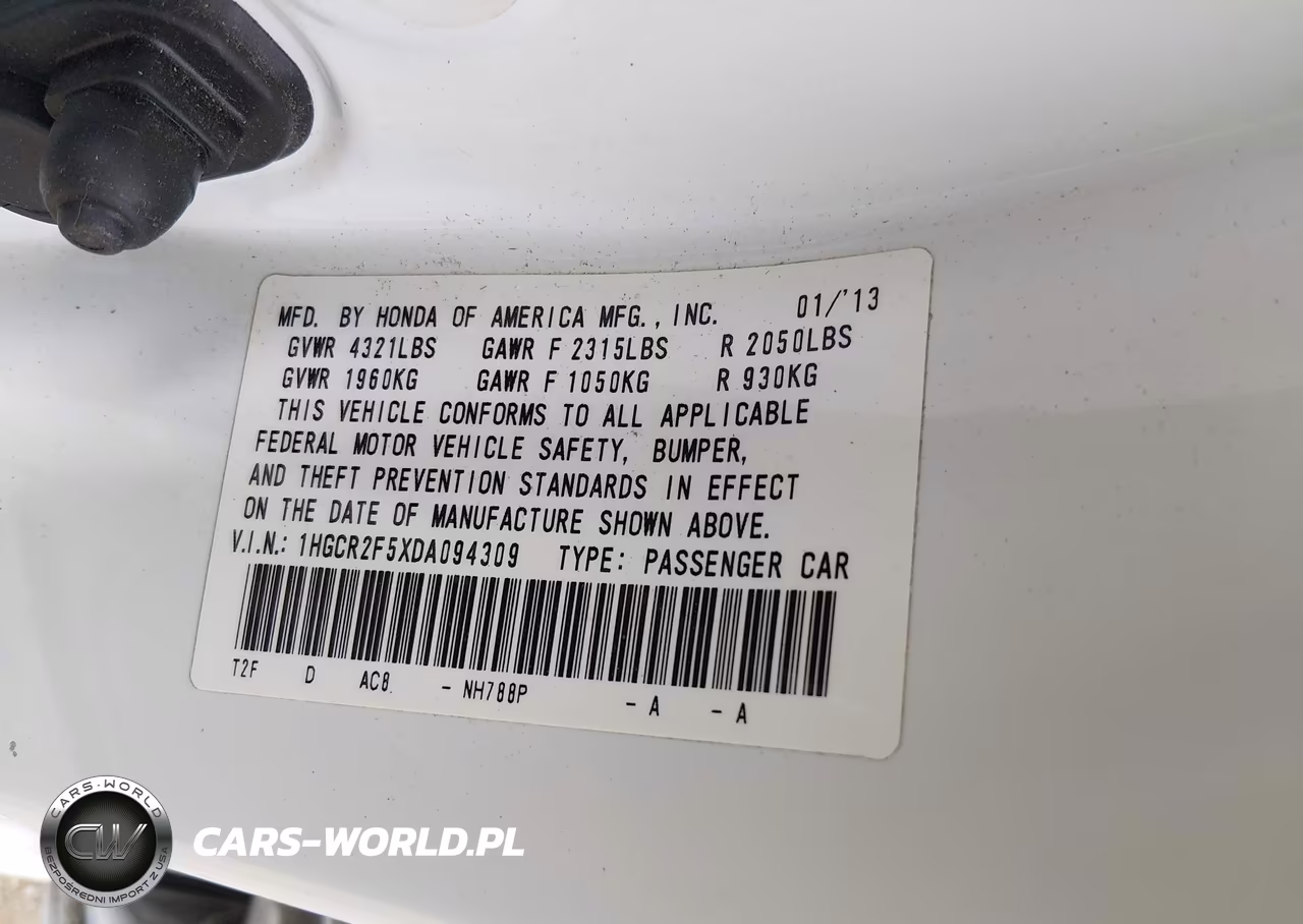 2013 Honda Accord Sport VIN:1HGCR2F5XDA094309 - 9