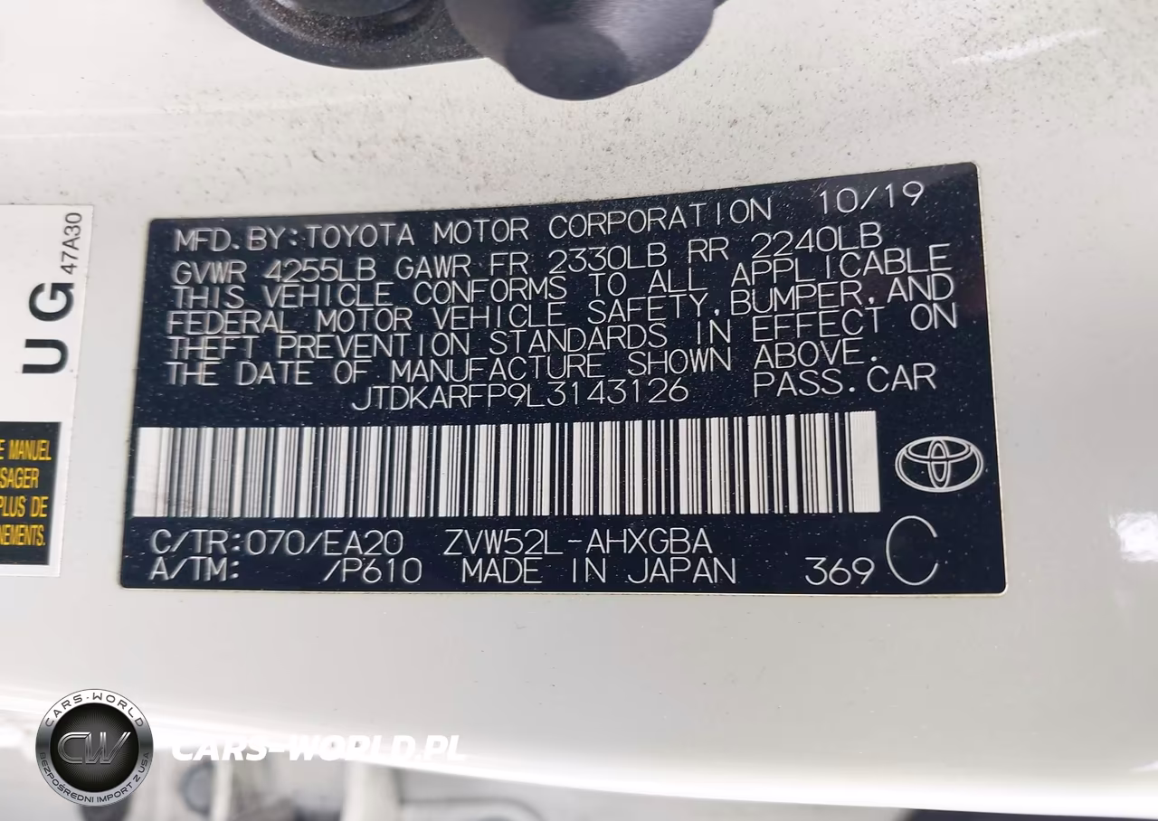 2020 Toyota Prius Prime Xle VIN:JTDKARFP9L3143126 - 9
