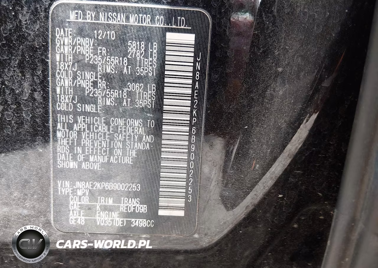 2011 Nissan Quest Le VIN:JN8AE2KP6B9002253 - 9