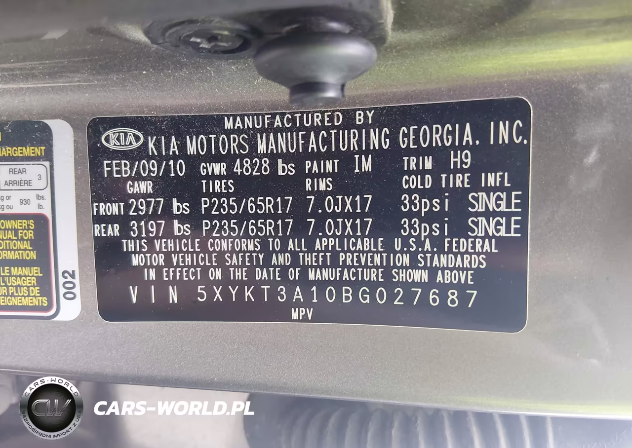 2011 Kia Sorento Lx VIN:5XYKT3A10BG027687 - 9