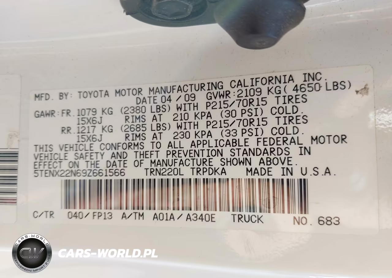 2009 Toyota Tacoma VIN:5TENX22N69Z661566 - 9