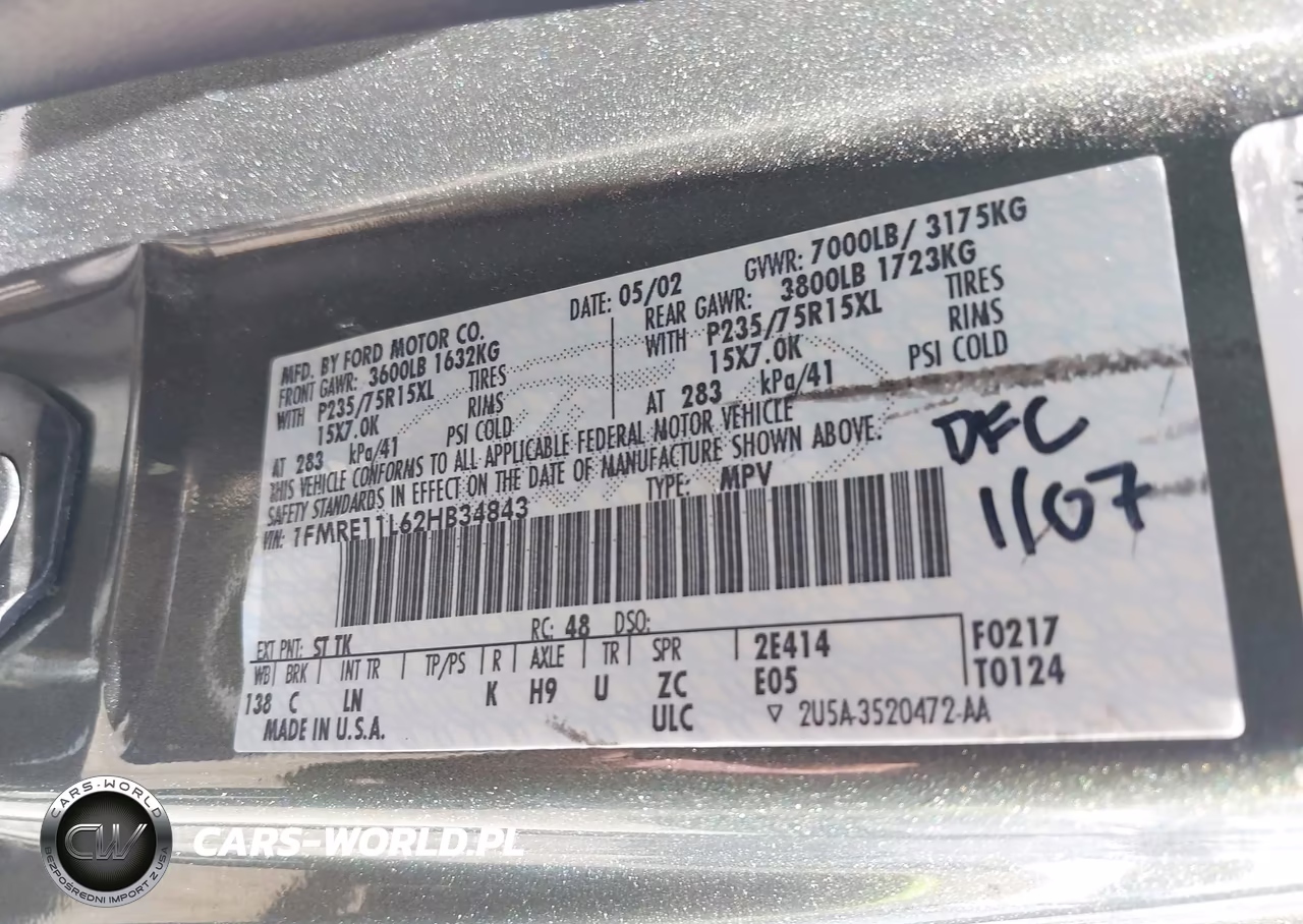 2002 Ford E-150 Xl-Xlt VIN:1FMRE11L62HB34843 - 9