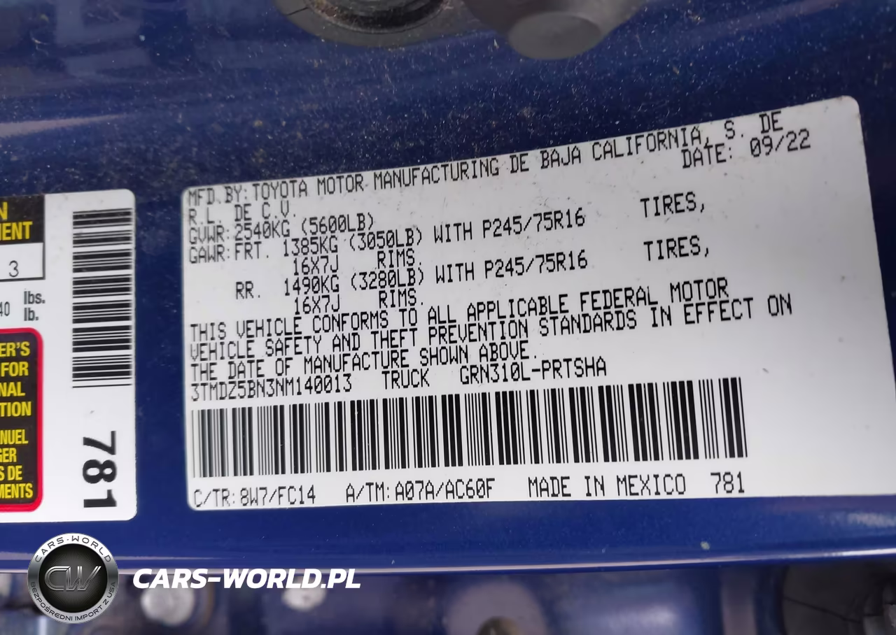 2022 Toyota Tacoma Sr5 V6 VIN:3TMDZ5BN3NM140013 - 9