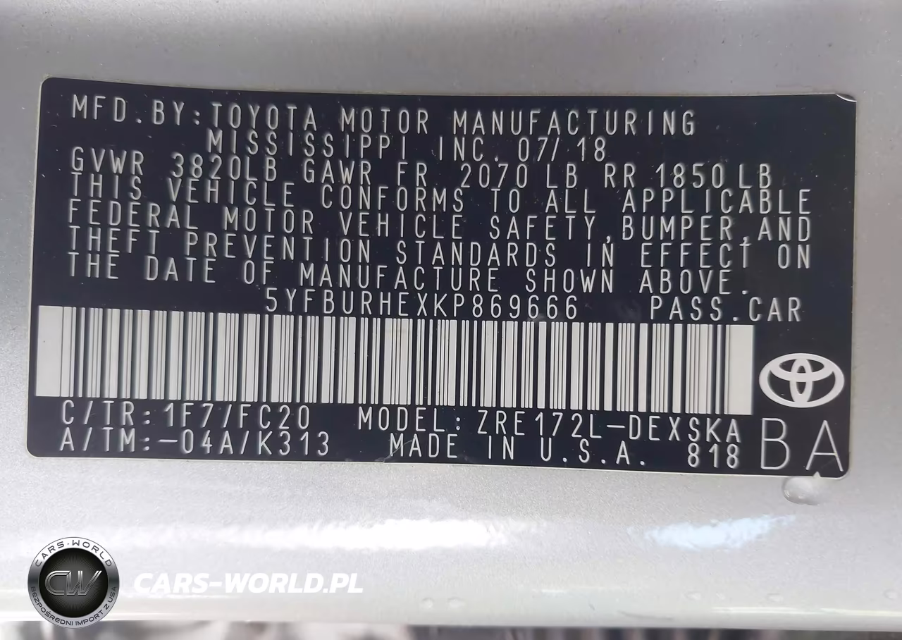 2019 Toyota Corolla Se VIN:5YFBURHEXKP869666 - 9