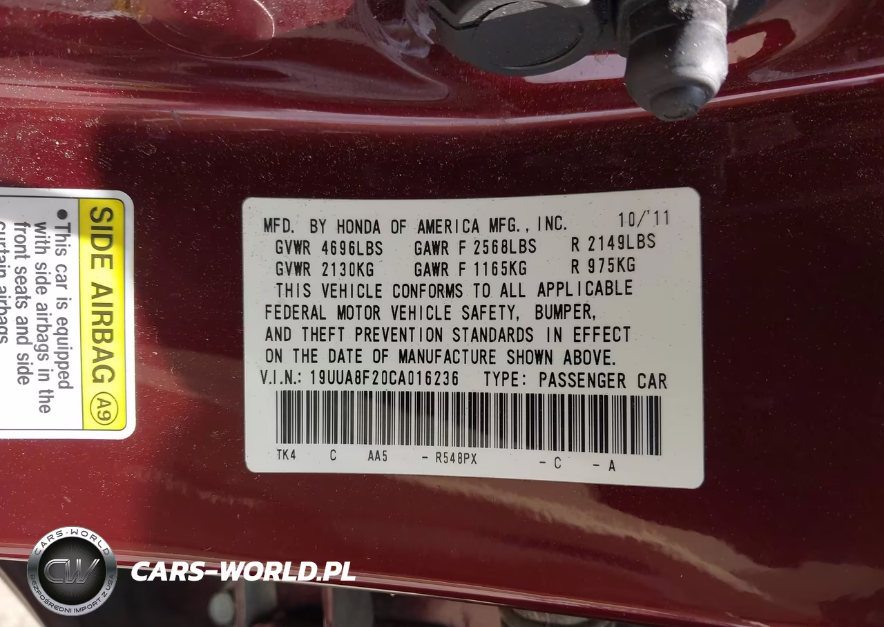 2012 Acura Tl 3.5 VIN:19UUA8F20CA016236 - 9