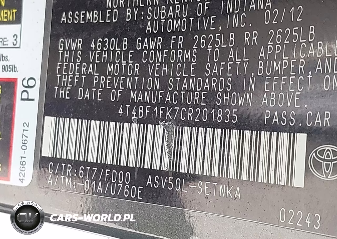 2012 Toyota Camry Le VIN:4T4BF1FK7CR201835 - 9