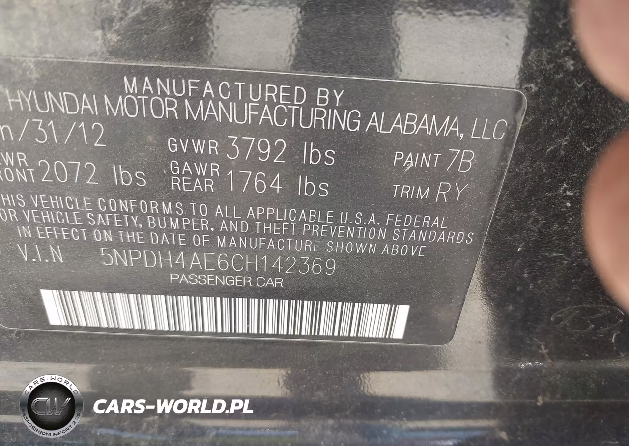 2012 Hyundai Elantra Limited VIN:5NPDH4AE6CH142369 - 9