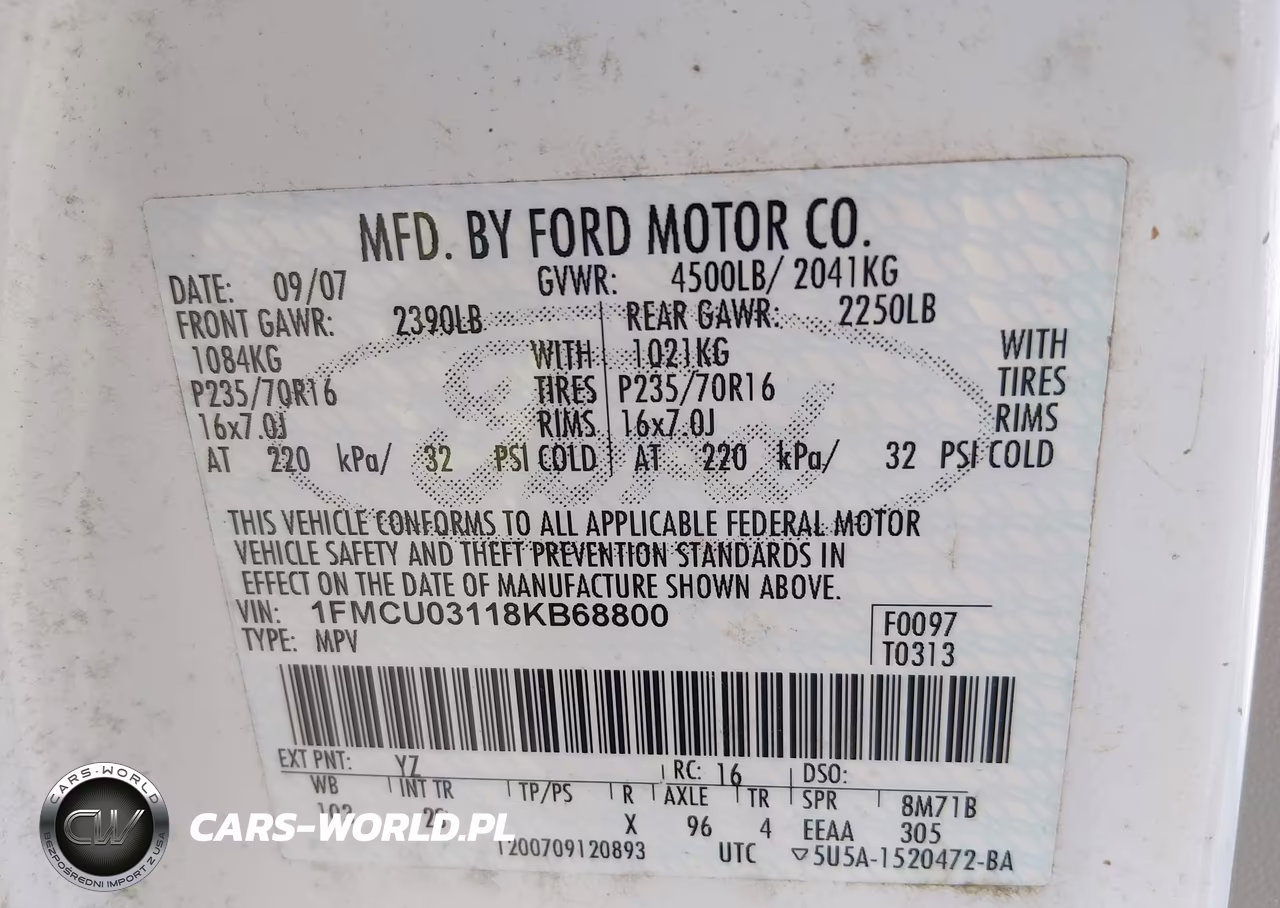 2008 Ford Escape Xlt VIN:1FMCU03118KB68800 - 9