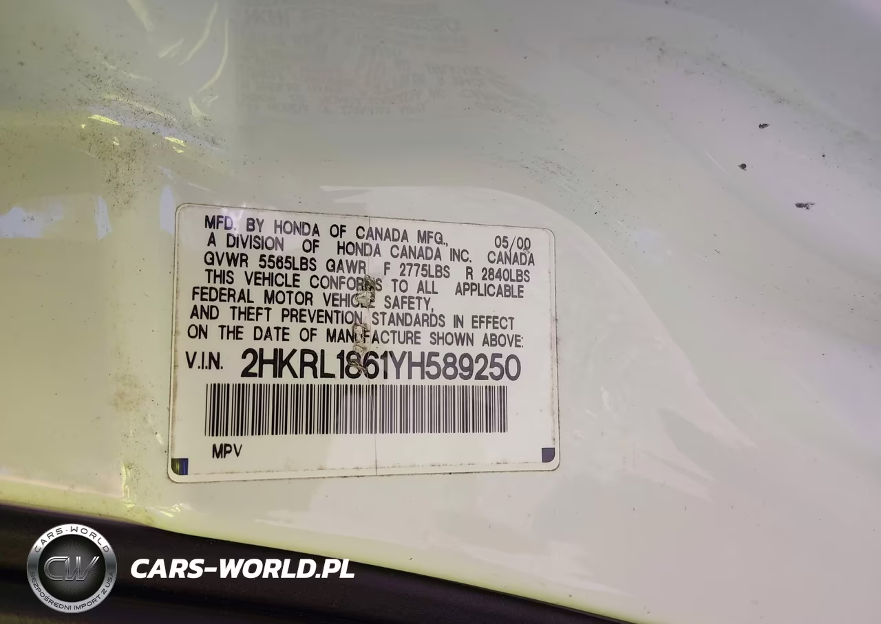 2000 Honda Odyssey Ex VIN:2HKRL1861YH589250 - 9