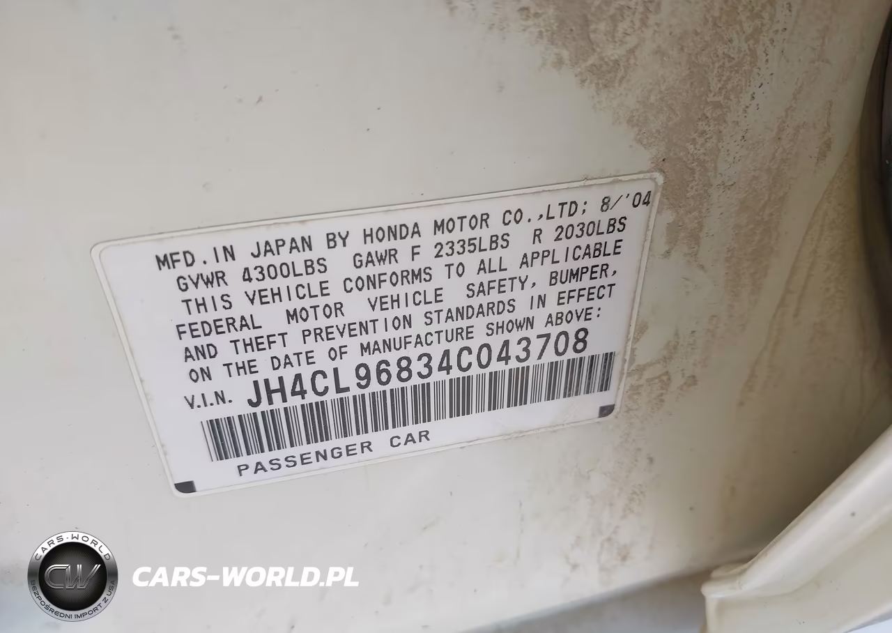 2004 Acura Tsx VIN:JH4CL96834C043708 - 9