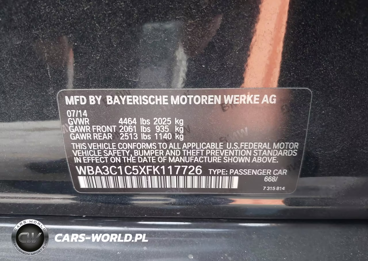 2015 BMW 328I VIN:WBA3C1C5XFK117726 - 9