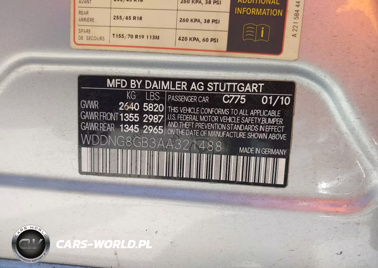 2010 Mercedes-Benz S 550 4Matic VIN:WDDNG8GB3AA321488 - 9