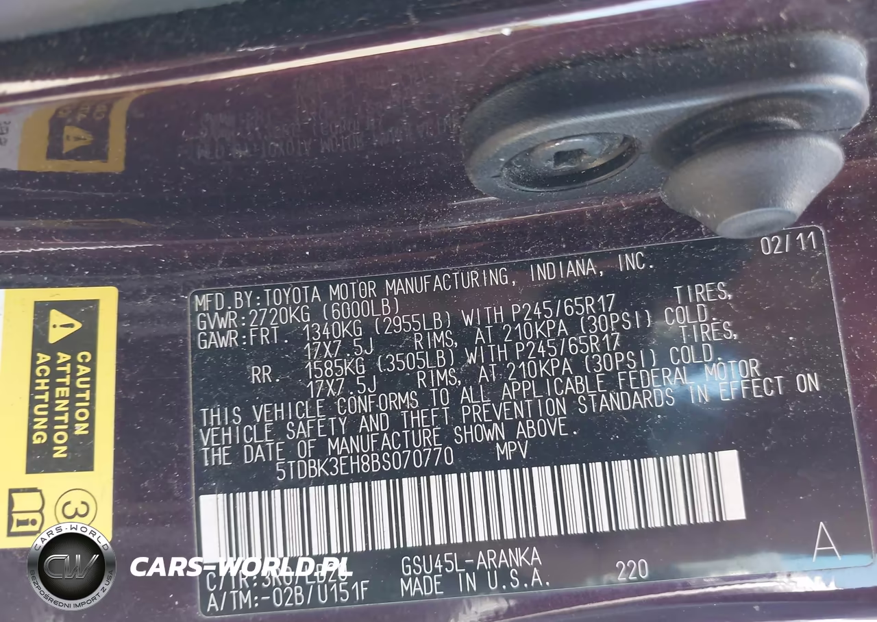 2011 Toyota Highlander Se V6 VIN:5TDBK3EH8BS070770 - 9