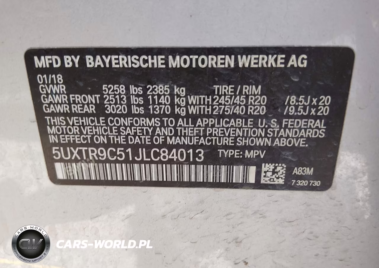 2018 BMW X3 xDrive30I VIN:5UXTR9C51JLC84013 - 9