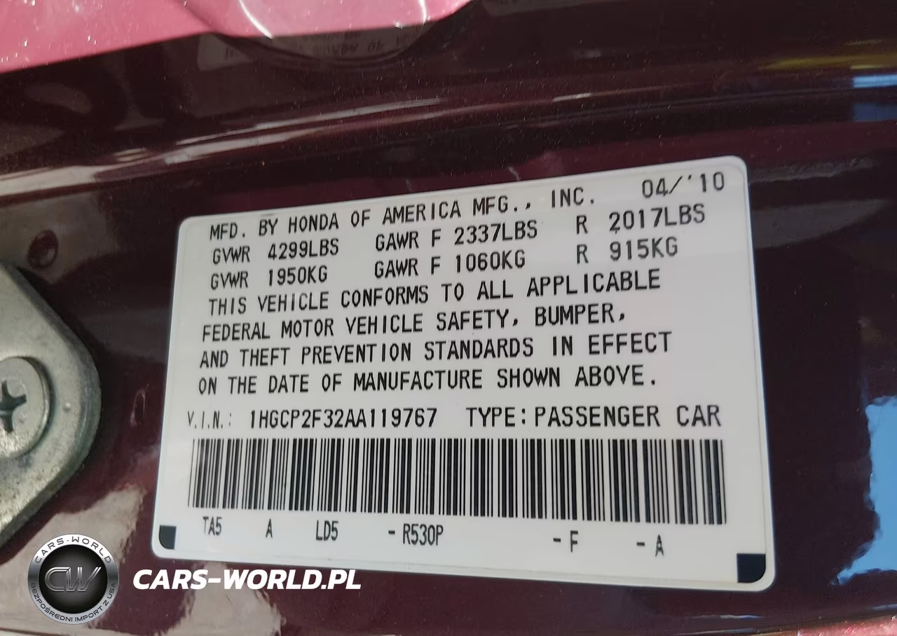 2010 Honda Accord 2.4 Lx VIN:1HGCP2F32AA119767 - 9