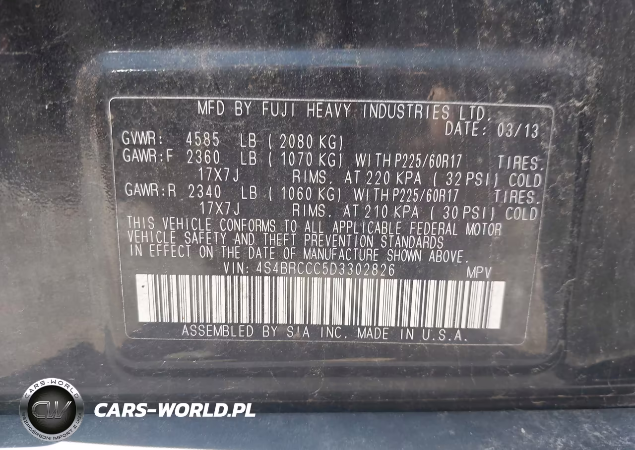2013 Subaru Outback 2.5I Premium VIN:4S4BRCCC5D3302826 - 9