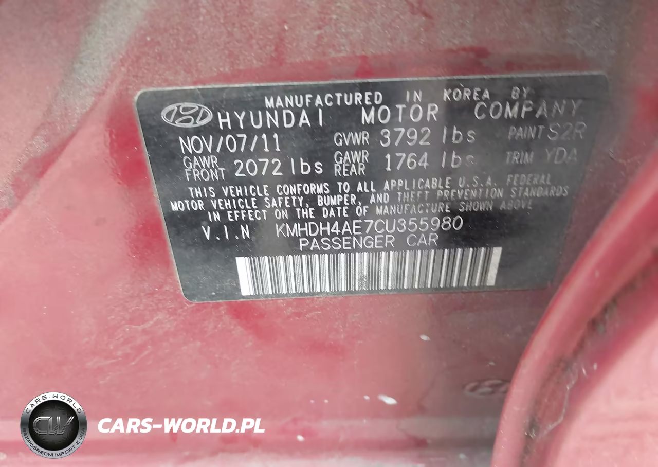 2012 Hyundai Elantra Gls (Ulsan Plant) VIN:KMHDH4AE7CU355980 - 9