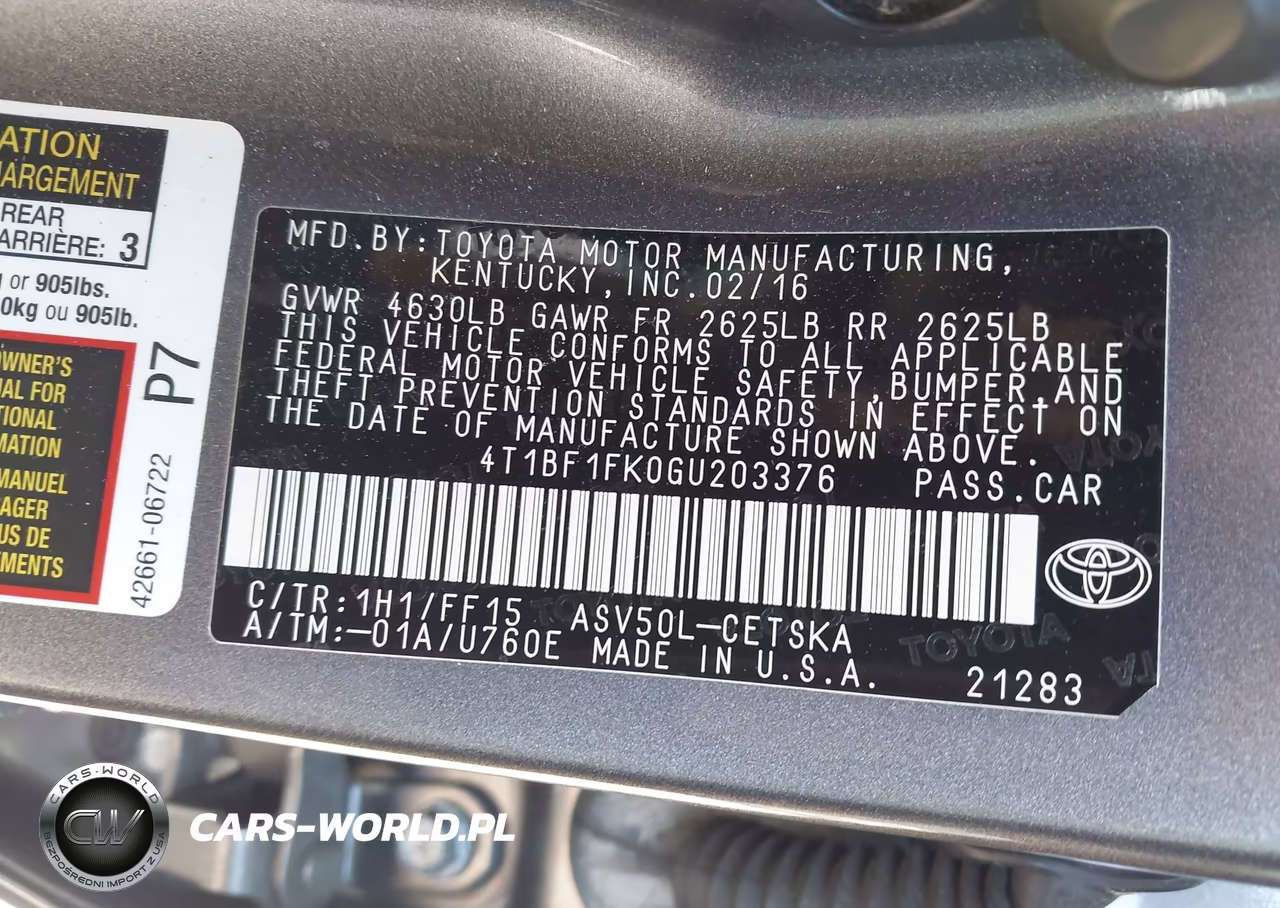 2016 Toyota Camry Se VIN:4T1BF1FK0GU203376 - 9