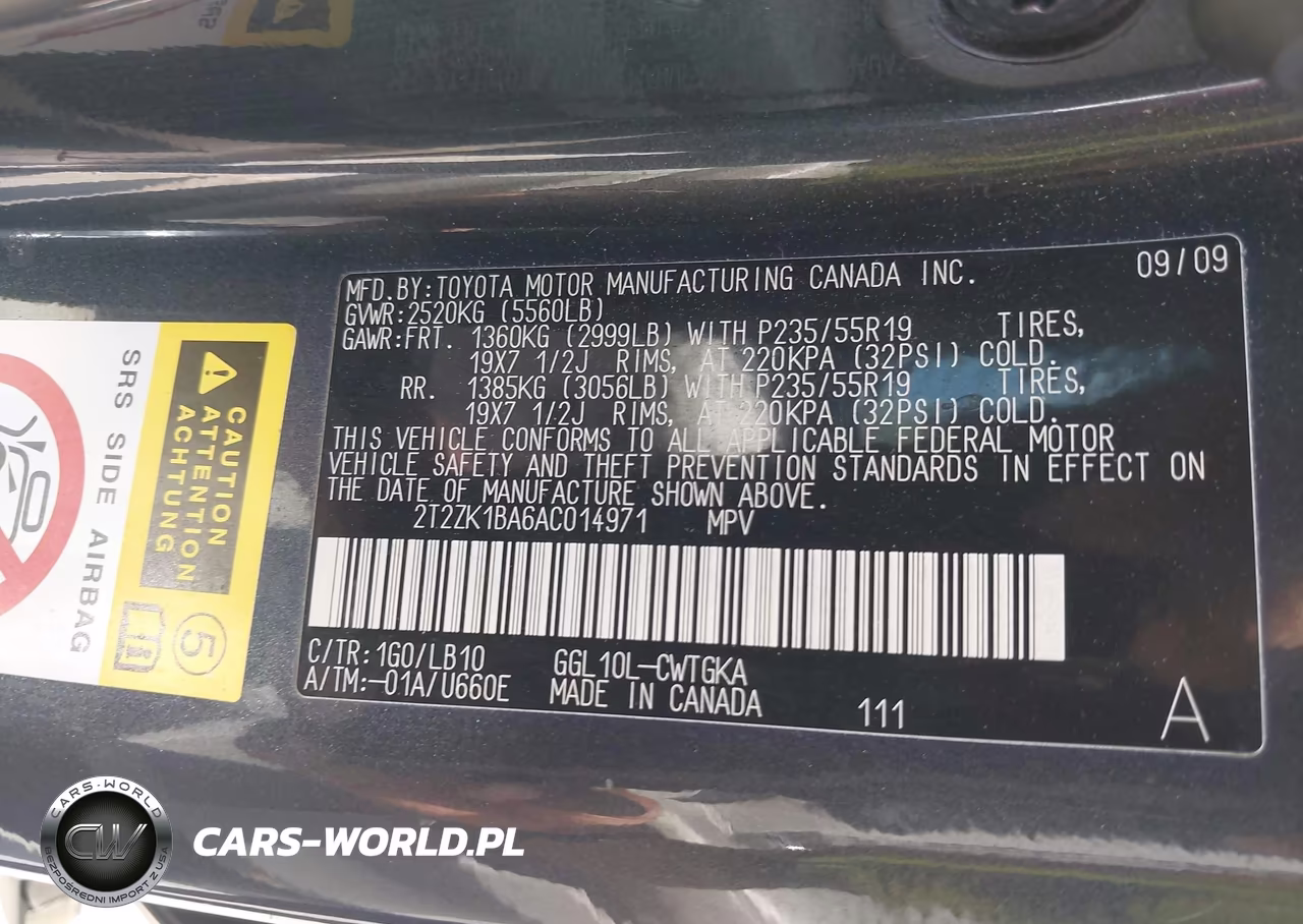 2010 Lexus Rx 350 VIN:2T2ZK1BA6AC014971 - 9