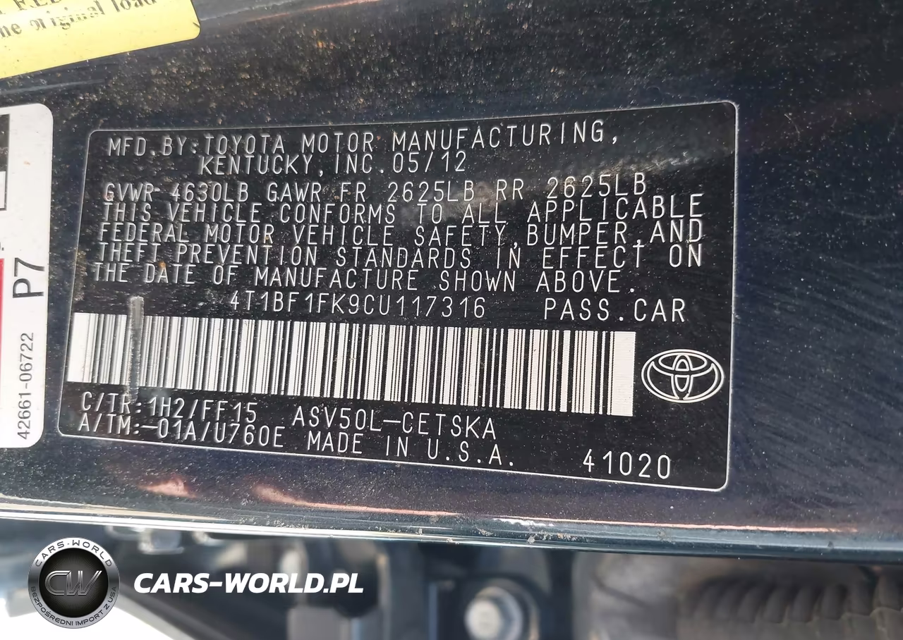 2012 Toyota Camry Se VIN:4T1BF1FK9CU117316 - 9