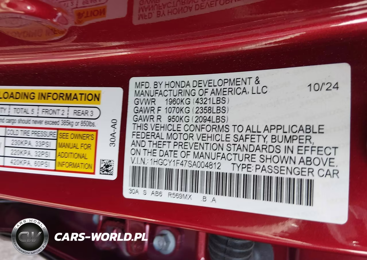 2025 Honda Accord Se VIN:1HGCY1F47SA004812 - 9