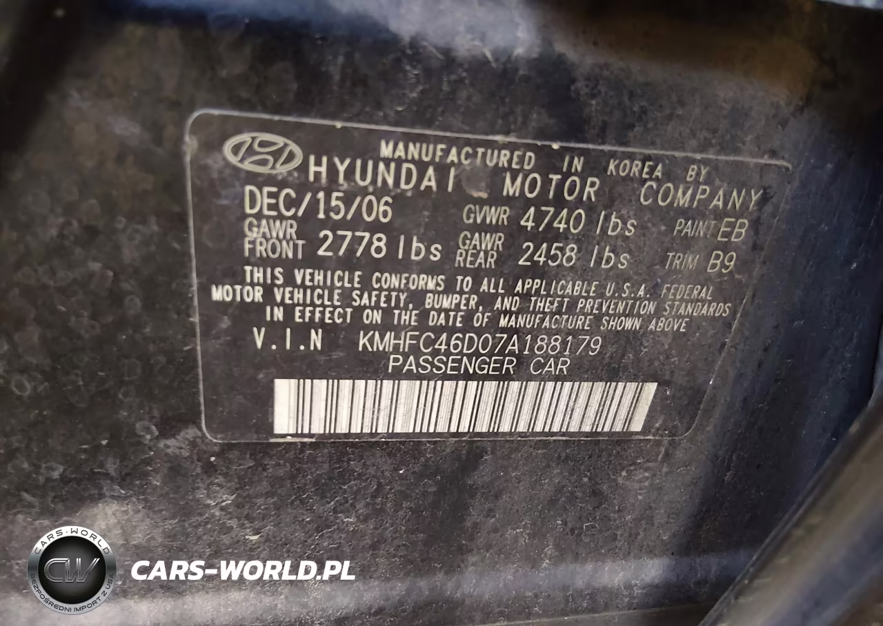 2007 Hyundai Azera Gls VIN:KMHFC46D07A188179 - 9