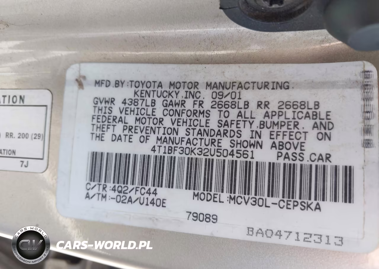 2002 Toyota Camry Se V6 VIN:4T1BF30K32U504561 - 9