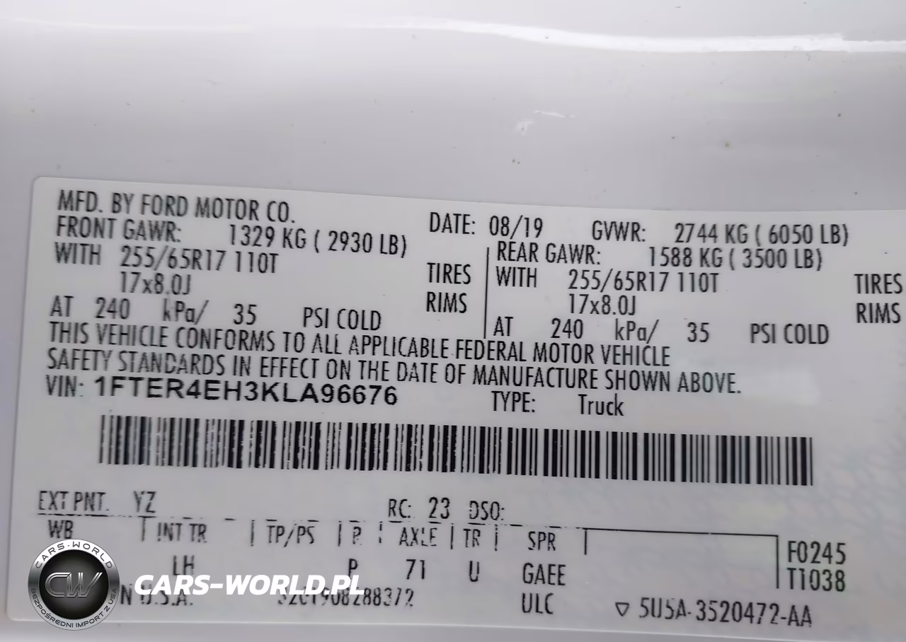 2019 Ford Ranger Xlt VIN:1FTER4EH3KLA96676 - 9